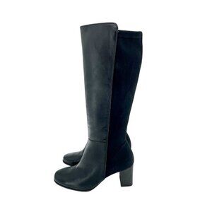Paul Green Belmont Leather Knee High Black Boots Stretch Sz 7.5 NEW $499